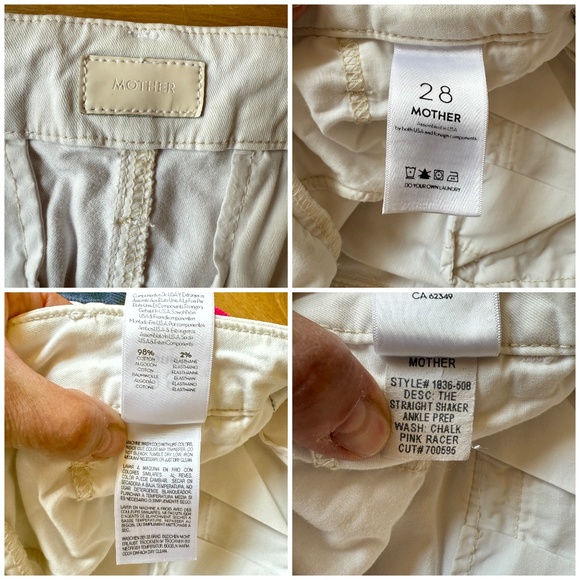 MOTHER THE STRAIGHT SHAKER ANKLE PREP CROPPED PANT WHITE CHALK RACER STRIPE 28 - Picture 10 of 11